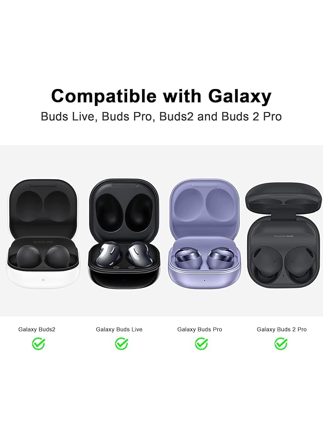 إيروريكس جراب سيليكون متوافق مع Samsung Galaxy Buds 2 Pro وGalaxy Buds2 وGalaxy Buds Pro وGalaxy Buds Pro 2 وGalaxy Buds Live وGalaxy Buds Fe مع سلسلة مفاتيح باللون الأسود - Image 2