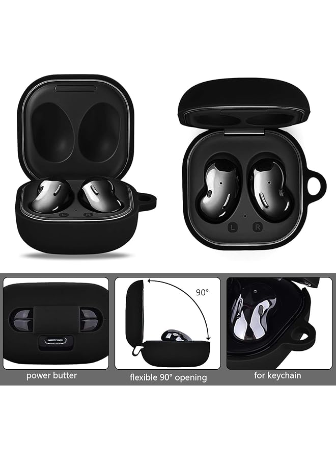 إيروريكس جراب سيليكون متوافق مع Samsung Galaxy Buds 2 Pro وGalaxy Buds2 وGalaxy Buds Pro وGalaxy Buds Pro 2 وGalaxy Buds Live وGalaxy Buds Fe مع سلسلة مفاتيح باللون الأسود - Image 3