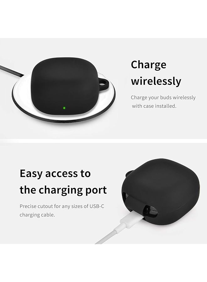 إيروريكس جراب سيليكون متوافق مع Samsung Galaxy Buds 2 Pro وGalaxy Buds2 وGalaxy Buds Pro وGalaxy Buds Pro 2 وGalaxy Buds Live وGalaxy Buds Fe مع سلسلة مفاتيح باللون الأسود - Image 4