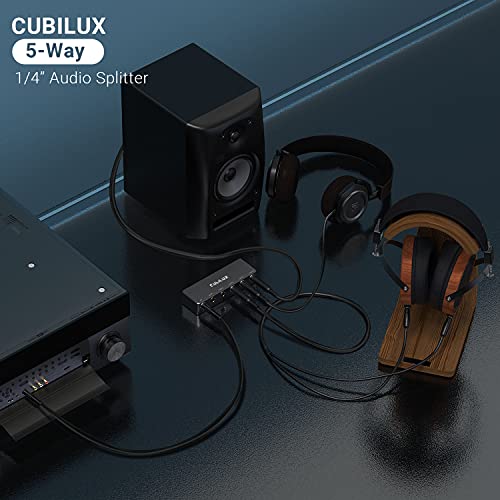 Cubilux Passive 6.35mm Headphones Splitter Box, 1/4” Stereo Multi Audio Distributor, Multiport Quarter Inch TRS TS Aux Splitter for Guitar Signal, Studio Recording, Live Performance, Monitors - Image 2