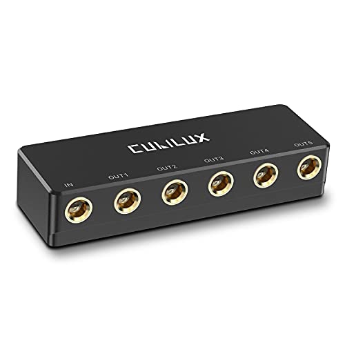 Cubilux Passive 6.35mm Headphones Splitter Box, 1/4” Stereo Multi Audio Distributor, Multiport Quarter Inch TRS TS Aux Splitter for Guitar Signal, Studio Recording, Live Performance, Monitors - Image 1