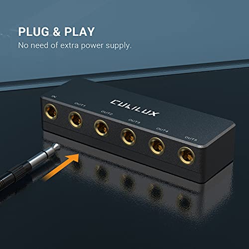 Cubilux Passive 6.35mm Headphones Splitter Box, 1/4” Stereo Multi Audio Distributor, Multiport Quarter Inch TRS TS Aux Splitter for Guitar Signal, Studio Recording, Live Performance, Monitors - Image 4
