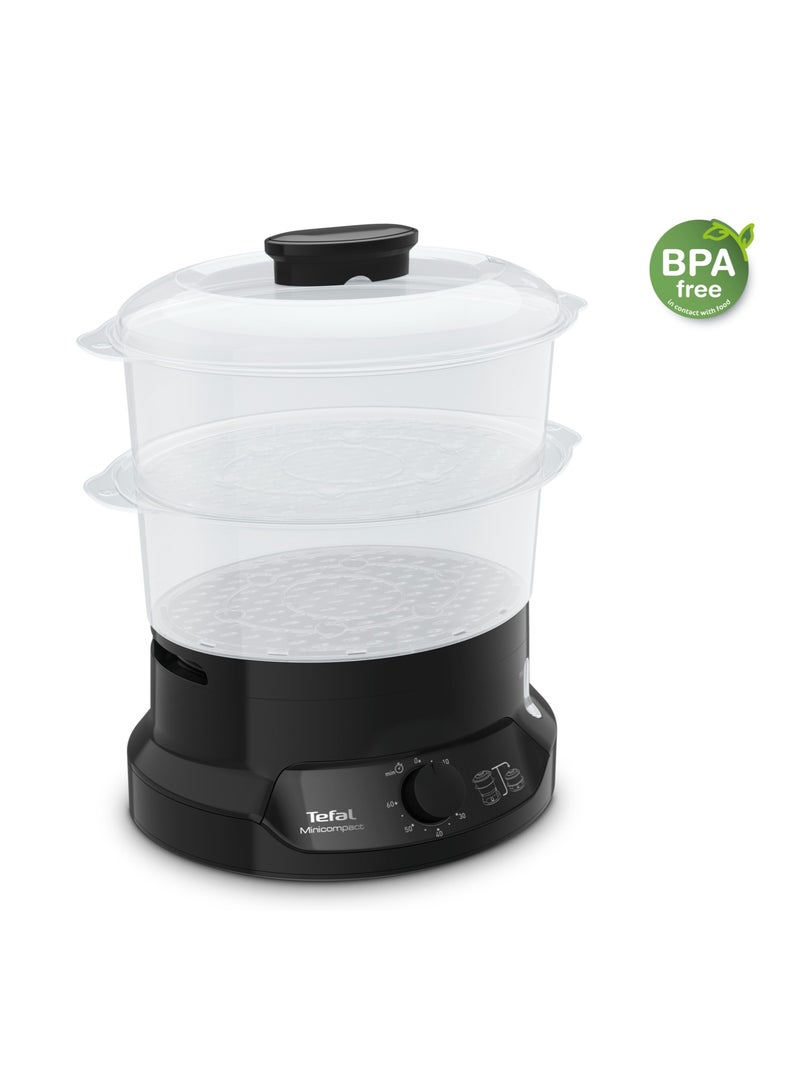 TEFAL MiniCompact Steam Cooker, 800W, 2 Bowls, Rice Bowl, Black Black - Image 1