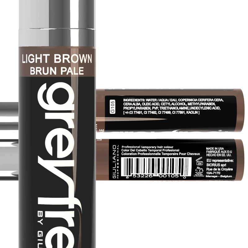 Greyfree Root touch up hair mascara temporary cover conceal gray roots hair lines eyebrows mens mustache and beards Light-Brown - Image 3