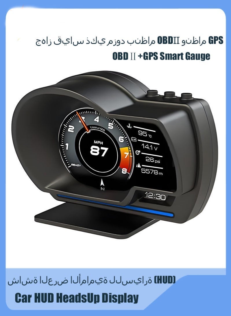 كيوومي شاشة عرض HUD للسيارة، جهاز قياس ذكي مزود بـ OBDⅡ وGPS، عداد سرعة عالي الدقة، أداة تشخيص للسيارة، إزالة رموز أخطاء OBD، قيادة آمنة، إنذار الكمبيوتر بحدوث تجاوز للسرعة - Image 1