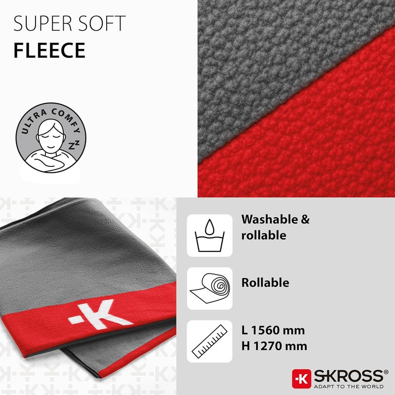 SKROSS Soft Fleece Blanket, Lightweight and Warm Throw, Rollable with Carry Strap, Washable, Dark Grey, Ideal for Sofa, Bed, Office, Camping and Everyday Comfort. Perfect for Travel & Home Use - Image 3