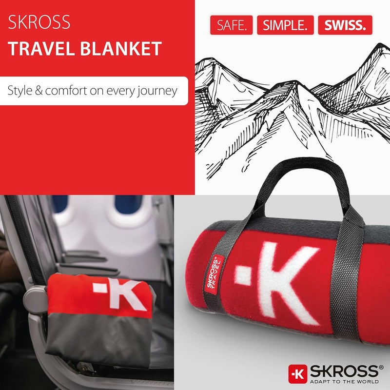 SKROSS Soft Fleece Blanket, Lightweight and Warm Throw, Rollable with Carry Strap, Washable, Dark Grey, Ideal for Sofa, Bed, Office, Camping and Everyday Comfort. Perfect for Travel & Home Use - Image 2