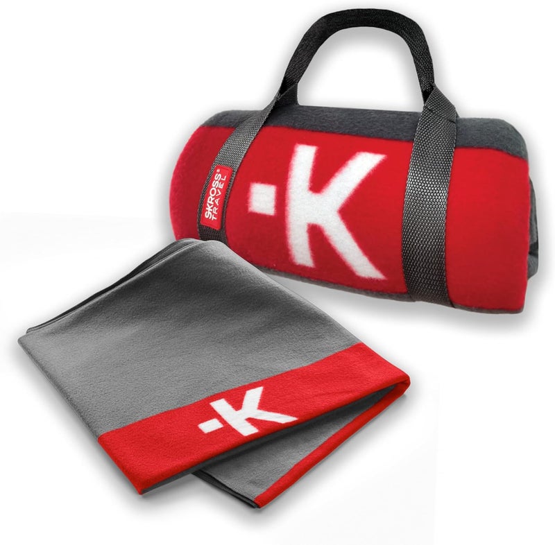 SKROSS Soft Fleece Blanket, Lightweight and Warm Throw, Rollable with Carry Strap, Washable, Dark Grey, Ideal for Sofa, Bed, Office, Camping and Everyday Comfort. Perfect for Travel & Home Use - Image 1