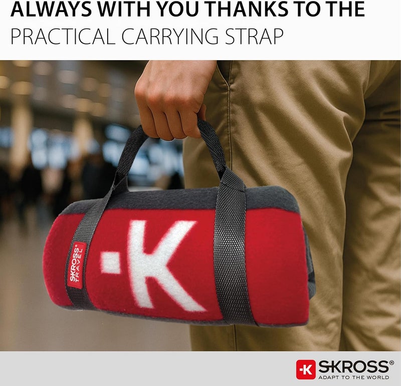 SKROSS Soft Fleece Blanket, Lightweight and Warm Throw, Rollable with Carry Strap, Washable, Dark Grey, Ideal for Sofa, Bed, Office, Camping and Everyday Comfort. Perfect for Travel & Home Use - Image 4