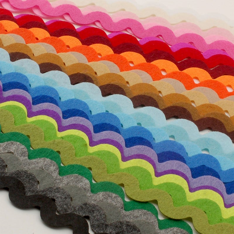 SummerRay 90pcs 285 yrds in Total Mixed Colors Felt RIC Rac Ribbons