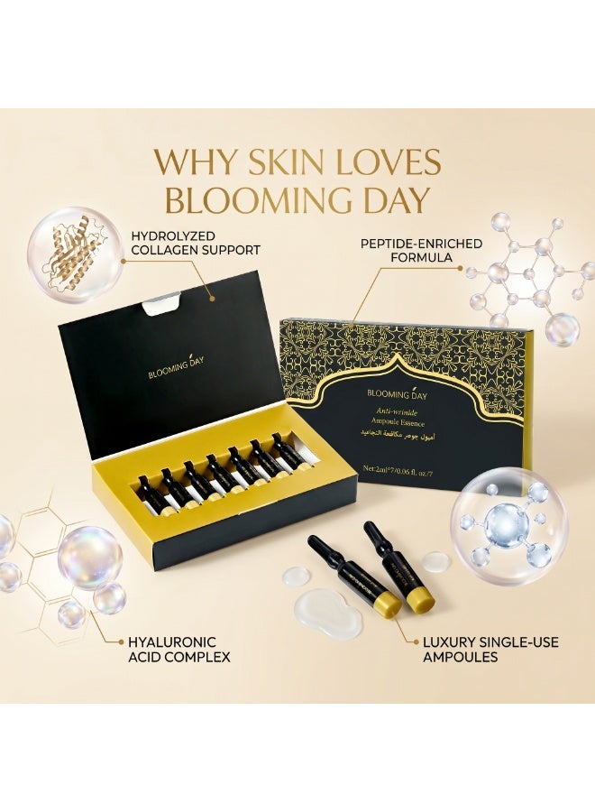 BLOOMING DAY Anti-Wrinkle Ampoule Essence 2ml × 7 – Hydrating & Smoothing Face Essence with Hyaluronic Acid - Image 4