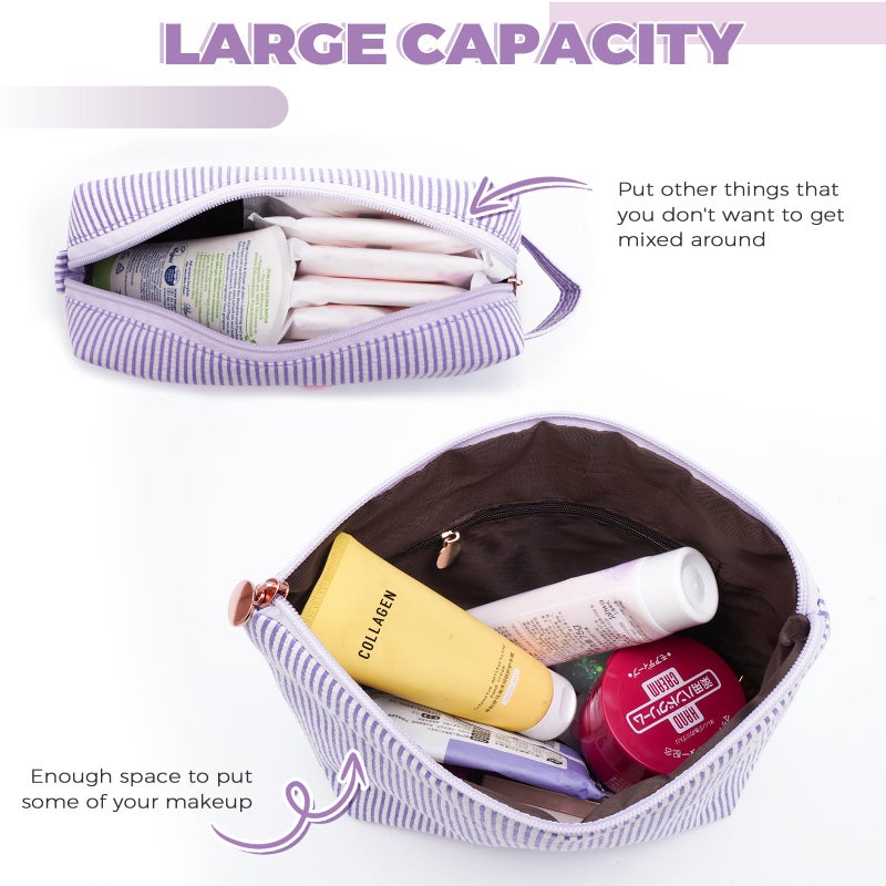 Btffitting Makeup Bag Set Initials Cosmetic Bag,Birthday Graduation Gifts for 10 11 12 13 14 15 16 17 18 Years Old Girl Girlfriend Teen Girls Gift Trendy Stuff Toiletry Bag Travel - Lavender,A - Image 2