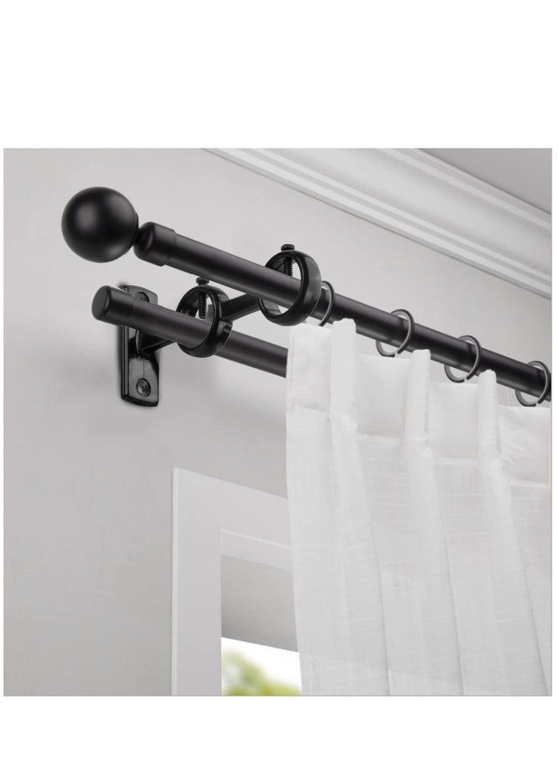 KASTWAVE Bracket for Curtain Pole, 2pcs Double Curtain RodHolder, Wall Mount Heavy Duty Adjustable 28mm Curtain Rod Bracket for Window, Bedroom, Home Black  - Image 2