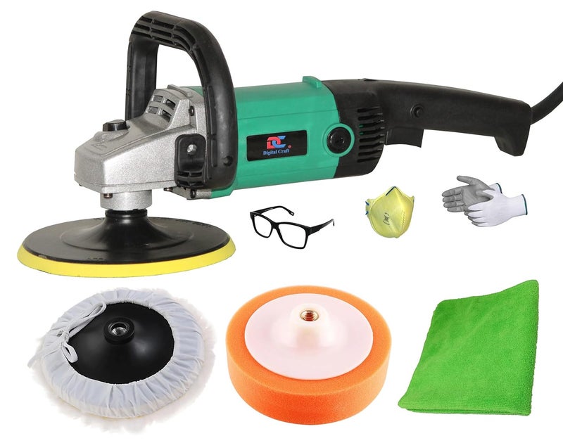 Digital Craft Adjustable Speed Car Buffer Polishing Waxing Machine Vehicle Surface Paint Care Washing Polisher Vehicle Polisher Machine7Inch Orange Sponge PadVehicle Duster - Image 1