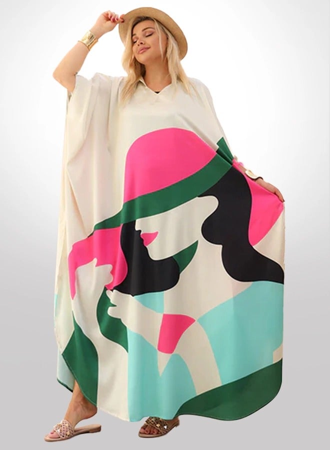 Zmurud Silky Satin dress -butterfly design - printed  - Image 1