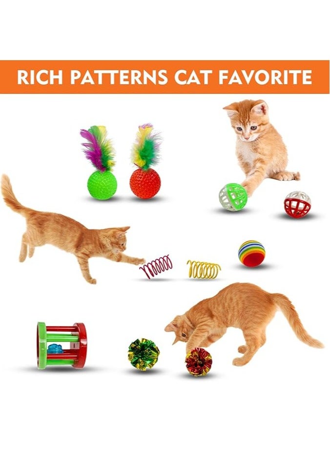 SKY-TOUCH - 30pcs Cat Toys Interactive Indoor Cat Accessories: Multipurpose Teaser Wand with Feathers, Cat Tunnel and Tent, Biting Kitten Toys, Cat Toy Fish - Image 1