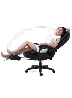 Relax Smart Massage Office Chair, Ergonomic High Back Leather Work Chair with Flip Arms, Brown  - Image 4