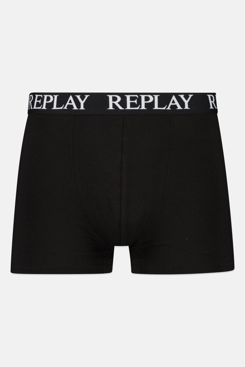 Replay Men 2 Pack Brand Logo Boxer Brief, Black - Image 1