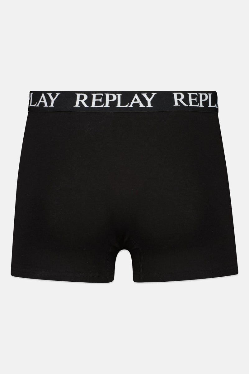 Replay Men 2 Pack Brand Logo Boxer Brief, Black - Image 2