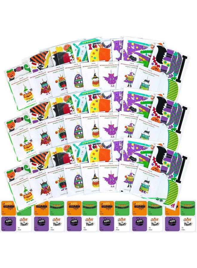 Winlyn 24 Sets Halloween Crafts Kits Fall Kids Crafts Diy Halloween Ornaments Decorations Art Sets Foam Monster Jack-O'-Lantern Stickers Googly Eyes For Kids Halloween Classroom Party Activities - Image 3