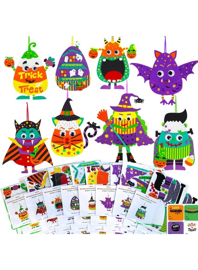 Winlyn 24 Sets Halloween Crafts Kits Fall Kids Crafts Diy Halloween Ornaments Decorations Art Sets Foam Monster Jack-O'-Lantern Stickers Googly Eyes For Kids Halloween Classroom Party Activities - Image 1