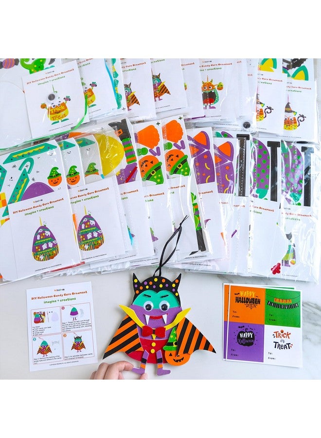 Winlyn 24 Sets Halloween Crafts Kits Fall Kids Crafts Diy Halloween Ornaments Decorations Art Sets Foam Monster Jack-O'-Lantern Stickers Googly Eyes For Kids Halloween Classroom Party Activities - Image 2
