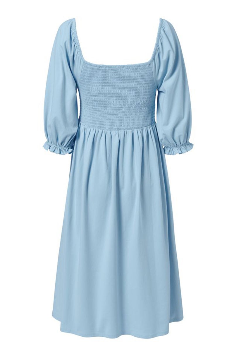 Tchibo فستان ميدي مجعد للنساء، أزرق فاتح - Image 3