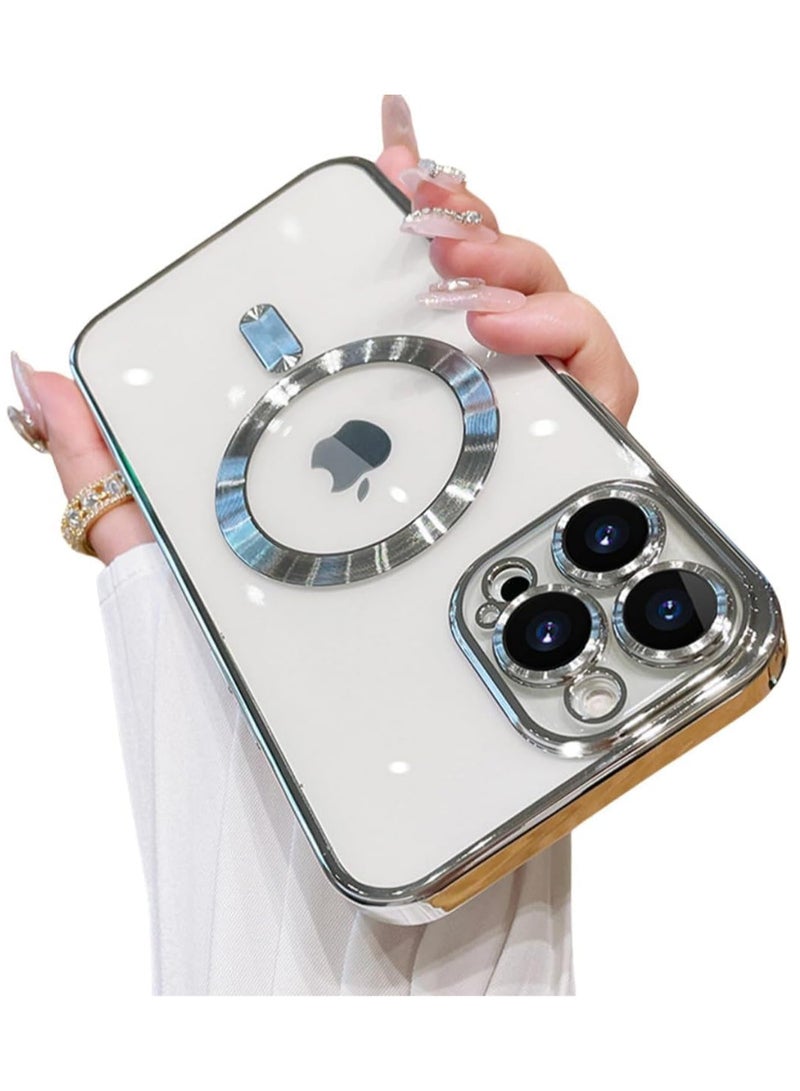 Magnetic Case for iphone 13 pro max Compatible with Wireless Charging, Cover Camera Lens Protector, Slim Protective anti Yellowing Clear Case for iphone 13 pro max  - Image 1