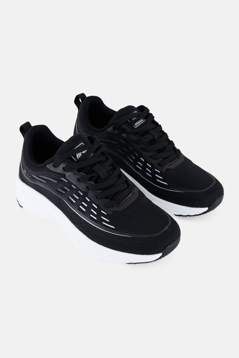 Women Lace Up Hiking Shoes, Black