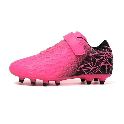 Skerxut Soccer Cleats, Kids Firm Ground Football Shoes, Boys Girls Athletic Outdoor (Black/Pink, Little Kid, 13, Numeric, US Footwear Size System, Medium) - Image 3