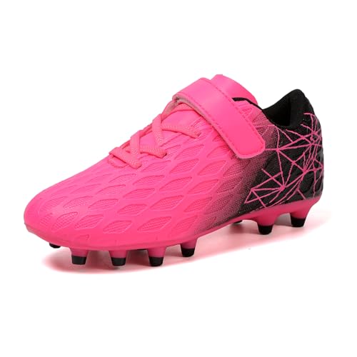 Skerxut Soccer Cleats, Kids Firm Ground Football Shoes, Boys Girls Athletic Outdoor (Black/Pink, Little Kid, 13, Numeric, US Footwear Size System, Medium) - Image 4