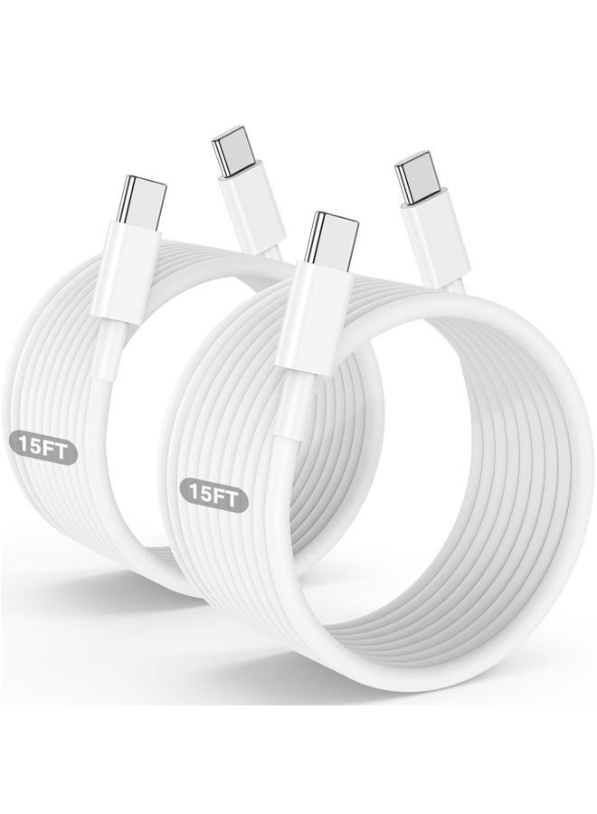 COONCXEN كابل شحن سريع USB C إلى USB C بطول 15 قدم، كابل شاحن من نوع C إلى C لجهاز آبل آيفون 17 برو ماكس/17 إير/16 برو ماكس/16/15 بلس/15 برو ماكس، ماك بوك برو 2021/2020/2019، آيباد برو/ميني، سامسونج جالاكسي - Image 1