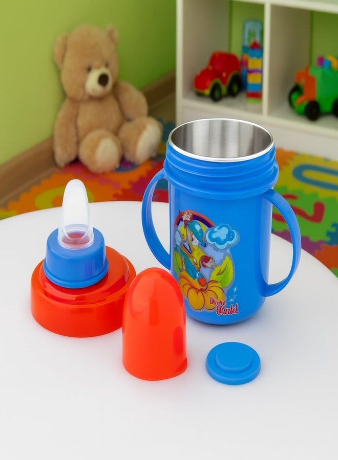 Nabhya Hippo 250 ml Stainless Steel Plastic Spout Sipper Cup for Kids Age 6-36 Month (Blue) - Image 3