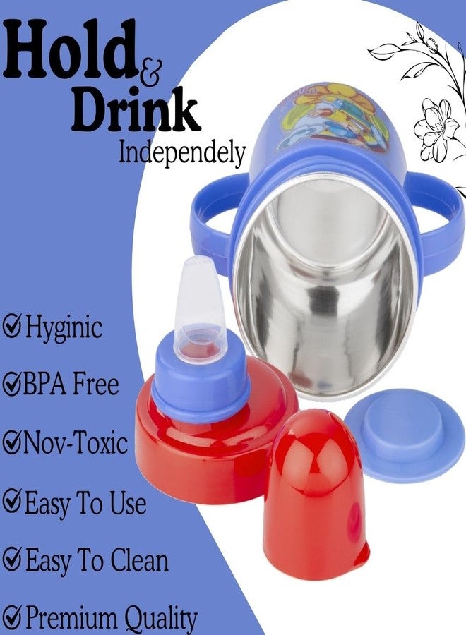 Nabhya Hippo 250 ml Stainless Steel Plastic Spout Sipper Cup for Kids Age 6-36 Month (Blue) - Image 5