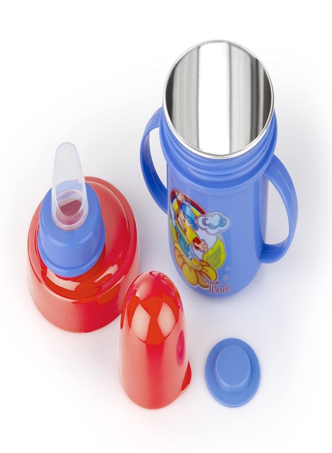 Nabhya Hippo 250 ml Stainless Steel Plastic Spout Sipper Cup for Kids Age 6-36 Month (Blue) - Image 1