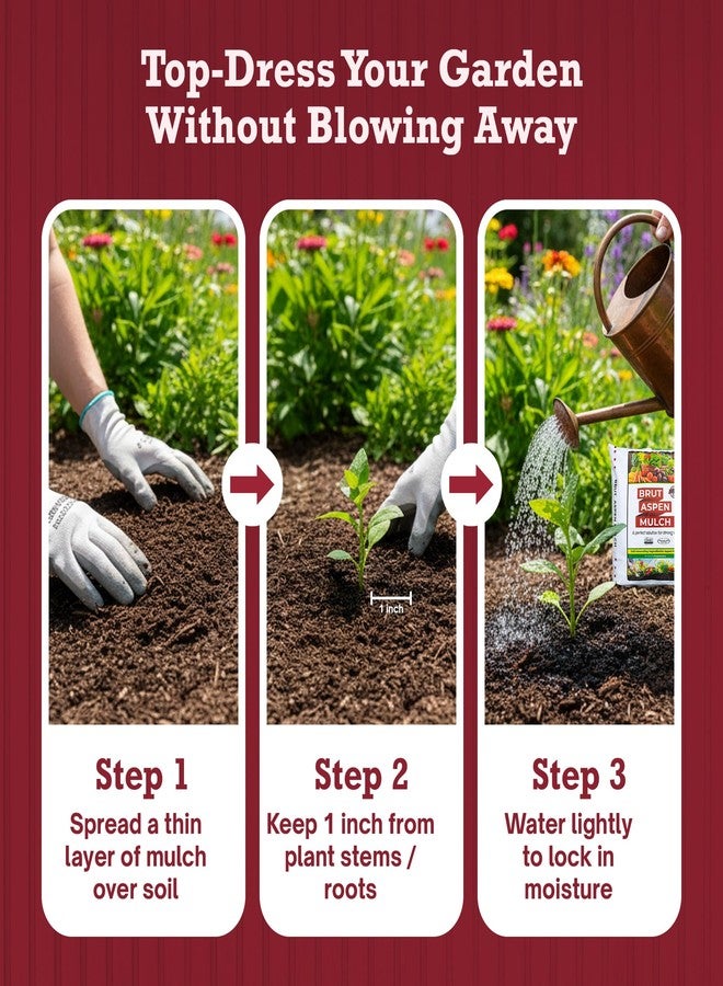 BRUT WORM FARMS Aspen Mulch - 12 Lbs - High Carbon - Water Retention - Natural Solution for Healthy Houseplants, Flowers, and Vegetables - Use Indoors or Outdoors - Odor Free - Image 4