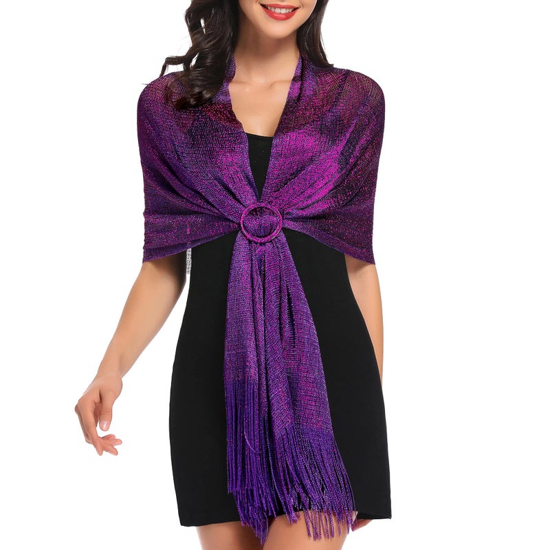 vimate Womens Wraps and Shawls for Evening Wear, Violet Purple Sparkly Shawls and Wraps for Evening Party Dresses (Purple) - Image 1