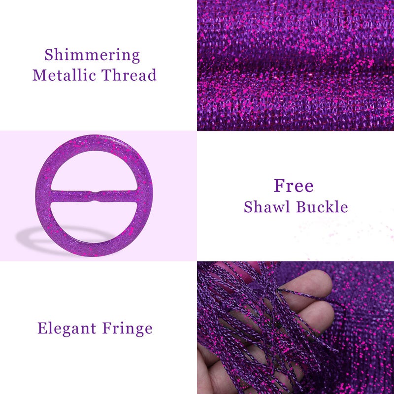 vimate Womens Wraps and Shawls for Evening Wear, Violet Purple Sparkly Shawls and Wraps for Evening Party Dresses (Purple) - Image 3