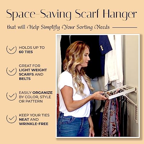 TieMaster Tie Rack and Scarf Organizer, Battery-Free Design, Holds 60 Ties and Scarves with 5 Belt Hooks, Easy Installation, Wall Mounted Tie Organizer, for Men & Women - Image 4
