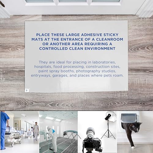 Master Airbrush Master Elite Sticky Tacky Adhesive Cleanroom Floor Mats, 24" x 36", 4 Packs of 30 White Sheets Each - for Laboratory, Paint Spray Booth, Construction Sites - Trap Remove Dirt, Shoe & Pet Debris - Image 5