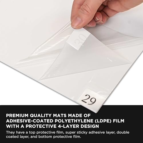 Master Airbrush Master Elite Sticky Tacky Adhesive Cleanroom Floor Mats, 24" x 36", 4 Packs of 30 White Sheets Each - for Laboratory, Paint Spray Booth, Construction Sites - Trap Remove Dirt, Shoe & Pet Debris - Image 3