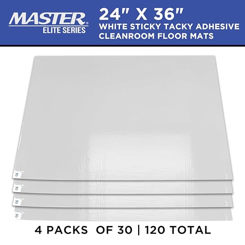 Master Airbrush Master Elite Sticky Tacky Adhesive Cleanroom Floor Mats, 24" x 36", 4 Packs of 30 White Sheets Each - for Laboratory, Paint Spray Booth, Construction Sites - Trap Remove Dirt, Shoe & Pet Debris - Image 2