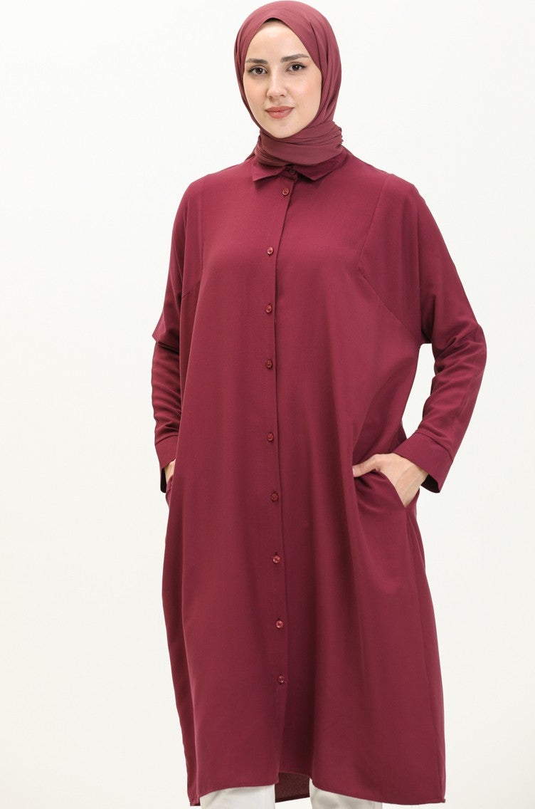 Sefa Merve Raglan Sleeve Tunic 6433-20 Plum  - Image 1