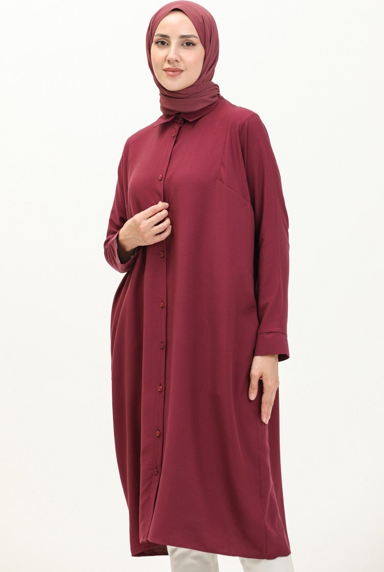 Sefa Merve Raglan Sleeve Tunic 6433-20 Plum  - Image 3
