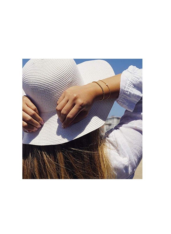 Luxuria Gold Stainless Steel Beaded Bracelets for Women, 18K Gold Plated, Stackable Gold Beaded Bracelets for Women - Image 2