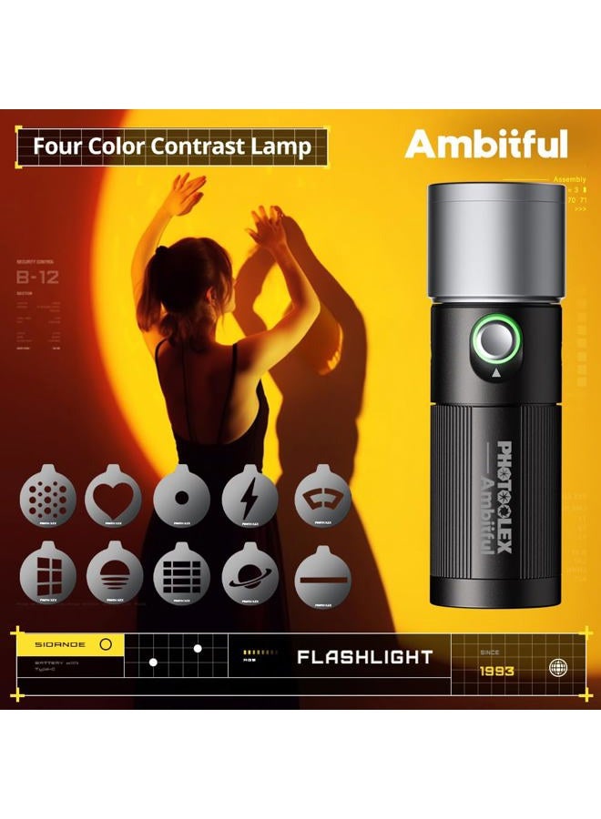 AMBITFUL Handheld LED Photography Flashlight, 4 Colors Portable Photo Spotlight with 20 Gobos, 8400mAh Aluminum Alloy Rechargeable Fill Light for Photo, Video, Content Creation - Image 2