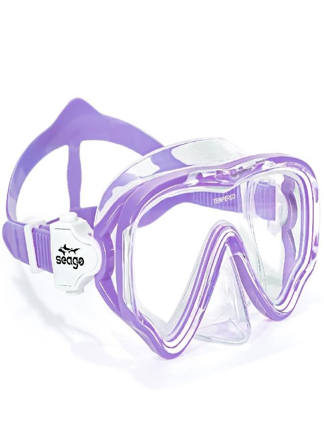 Seago Kids Snorkel Mask Swim Diving Scuba Mask Snorkel Gear for Kids Boys Girls Youth, Anti-Fog 180° Panoramic View Soft Silicone Skirt Kids Pool Underwater Swim Goggles with Nose Cover, Snorkel Equipment - Image 1