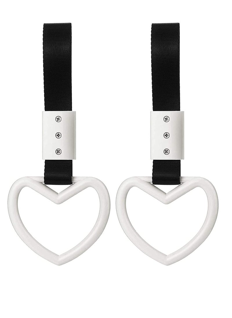 Excefore Heart-Shaped Hand Strap for Car, Rear Bumper Warning Ring Decorative Warning Loops Subway Heart Handles for Car Interior Exterior Decoration, 2 Pieces  - Image 1