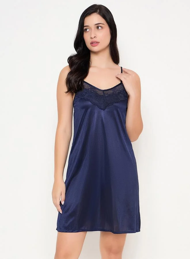 Clovia Satin Lace Insert Strappy Slip Dress with Night Robe by Styli
