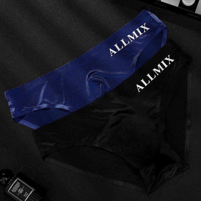 Men'S Summer Breathable Comfortable Letters Sports Transparent Bag Egg Ice Silk Low Waist Briefs Underwear - Image 5
